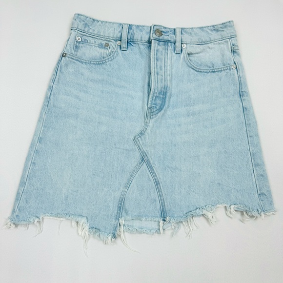 We the Free High Rise Asymmetrical Ripped Hem Mini Jean Skirt - Picture 3 of 9